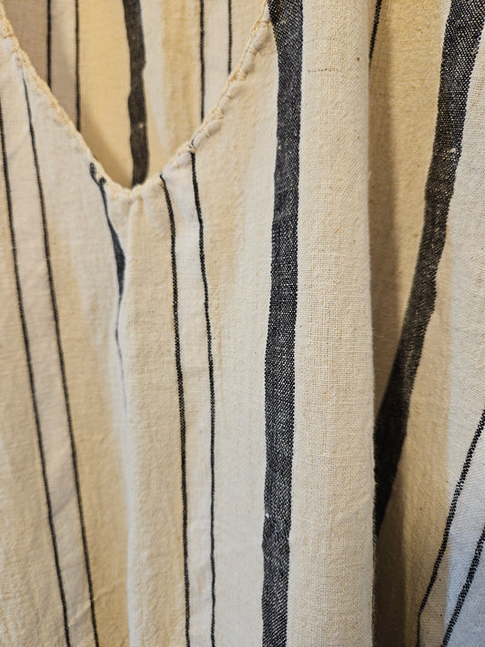 Mavi krem çizgili Tunik