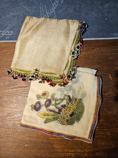 İğne Oyalı Yazma 2 Adet İpek ioy005