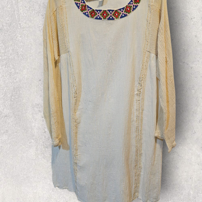 İşlemeli İpek Pamuk Kısa Tunik