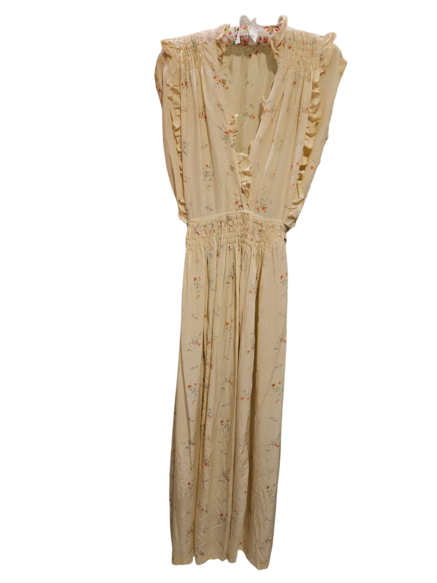 çiçekli ipek gece elbisesi